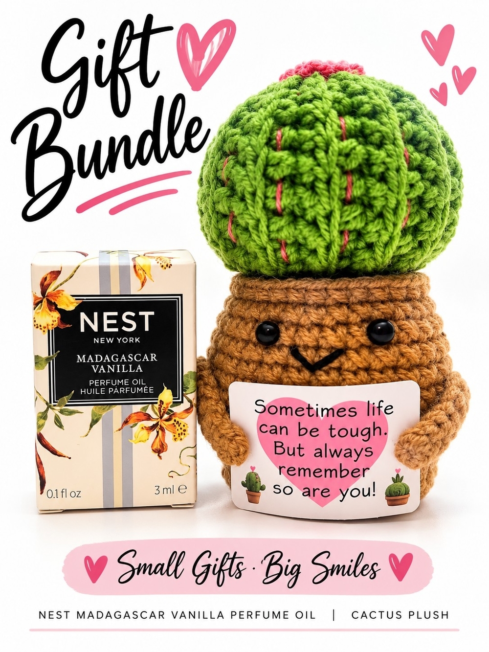 EMPTY NEST Madagascar Vanilla  Oil NIB + Green Cactus Plush Gift Bundle
